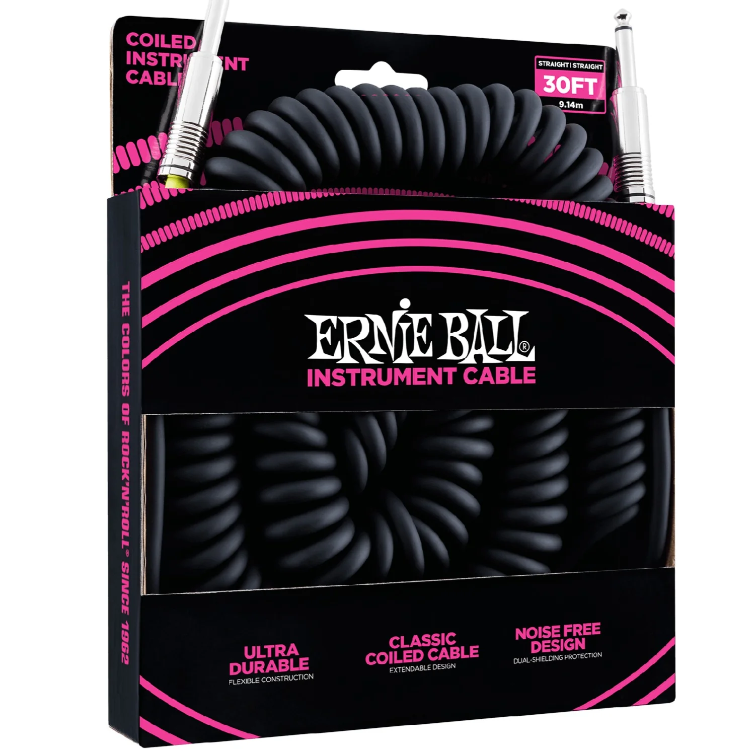 Ernie Ball Ultradurable 30 Ft Coiled Straight-Straight Instrument Cable - Image 2