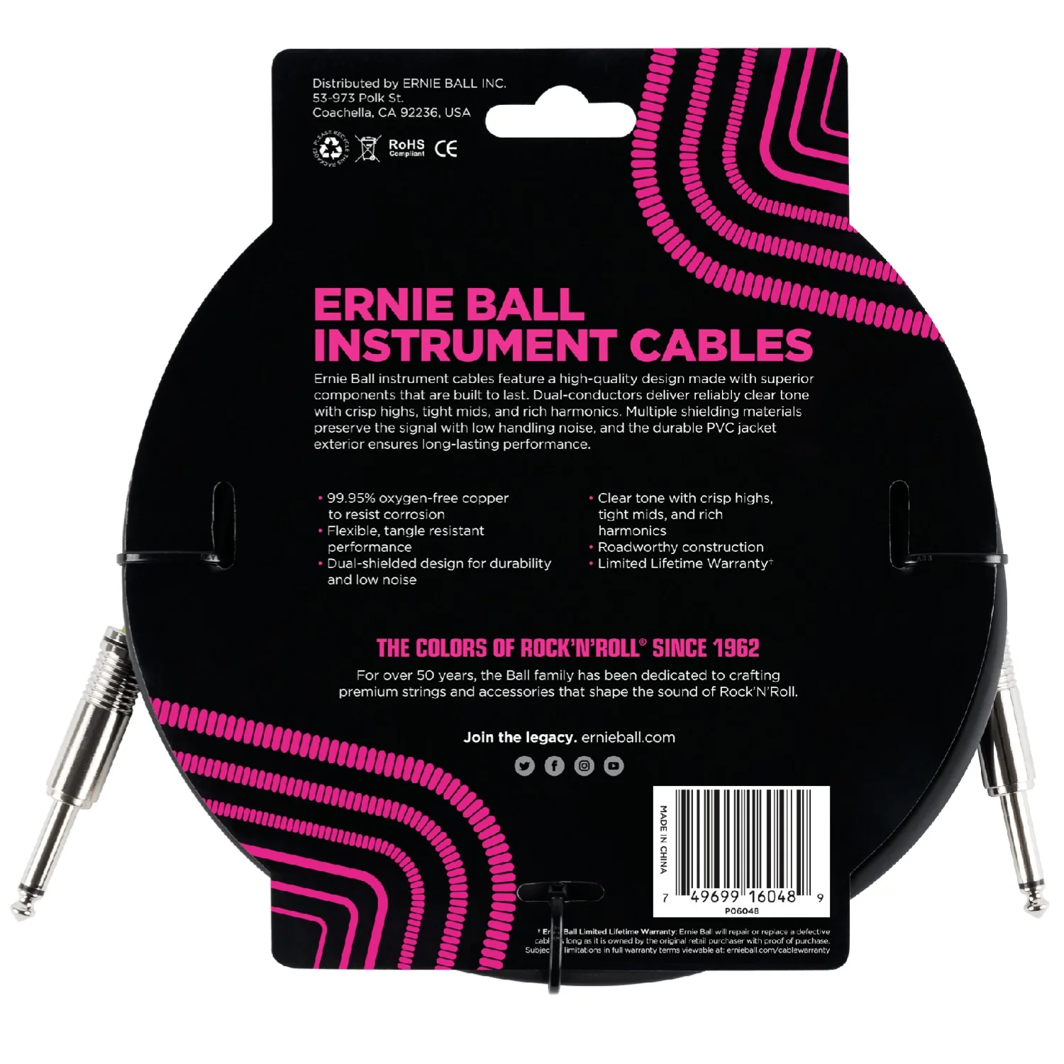 Ernie Ball Ultradurable Straight-Straight Instrument Cable - Black - Image 3