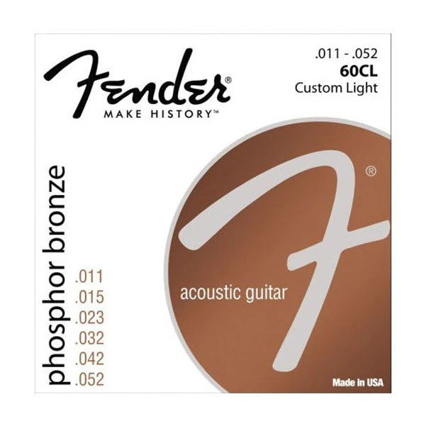 Fender 60CL Phosphor Bronze Acoustic Strings - Custom Light