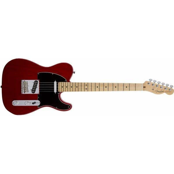 Fender American Standard Telecaster Electric Guitar, Maple Fingerboard, Crimson Red Transparent (Ash)