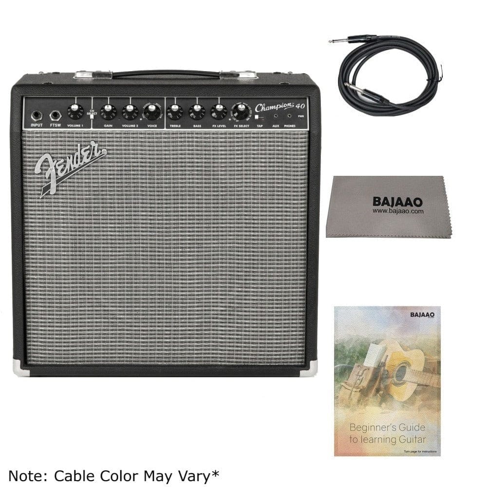 Fender Champion 40 Watts Combo Guitar Amplifier with Cable, Polishing Cloth & E-Book