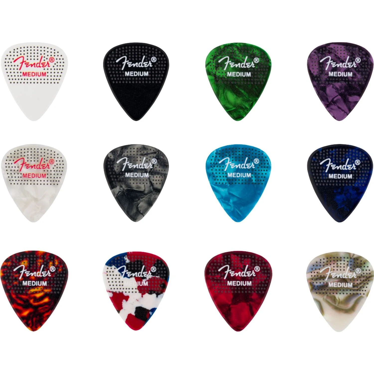 Fender Dotted Celluloid 351 Shape Guitar Pick - Pack of 12 - Image 15