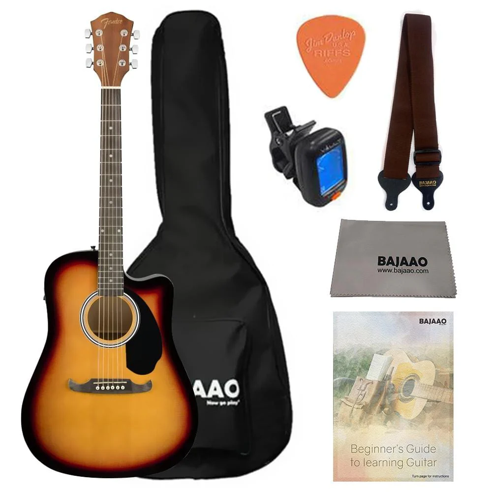 Fender FA-125CE Dreadnought Electro Acoustic Guitar Bundle with Gigbag, Picks, Strap and Polishing Cloth - Image 3