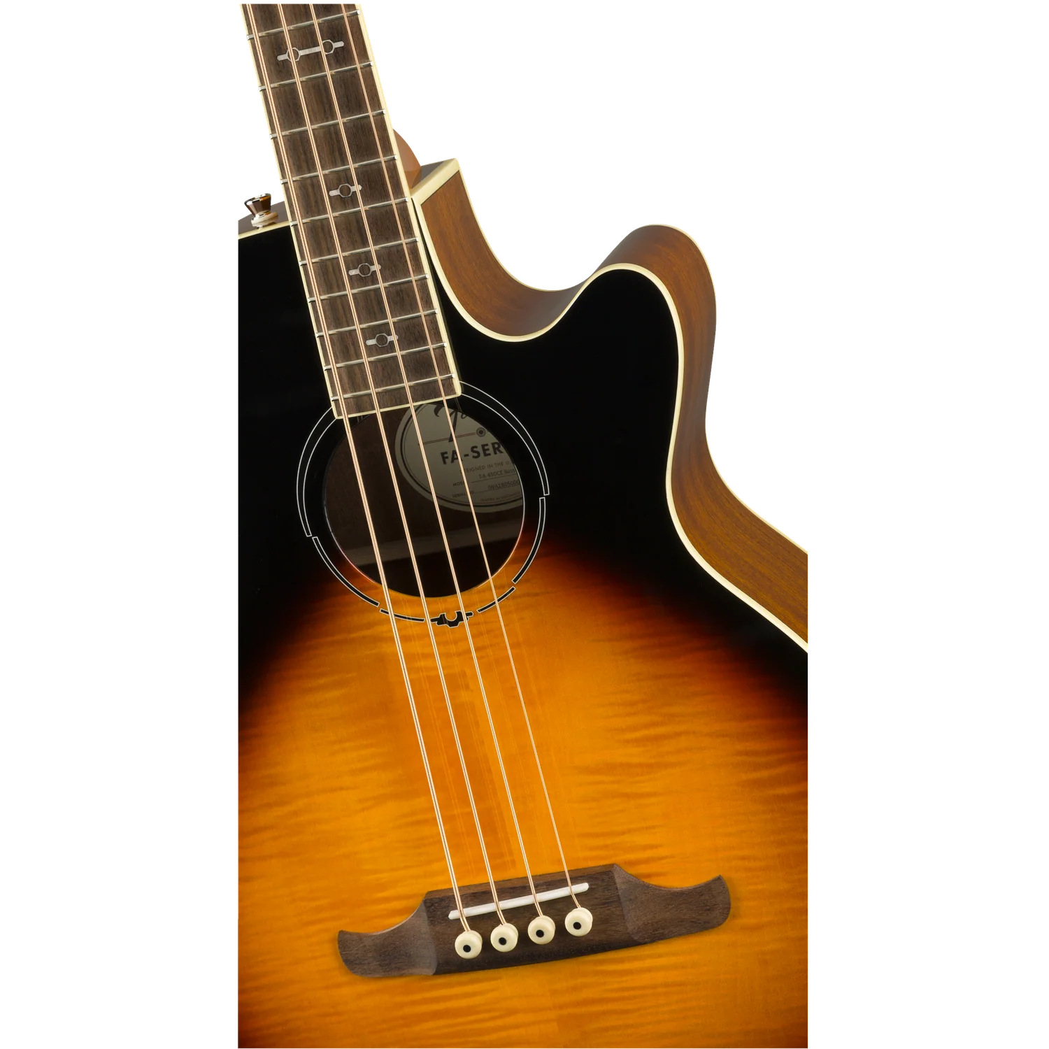 Fender FA-450CE 4 String Semi Acoustic Bass Guitar - Sunburst - Image 3