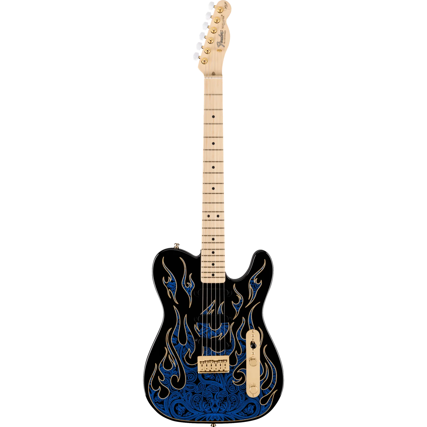 Fender James Burton Telecaster Electric Guitar, Maple Fingerboard, Blue Paisley Flames