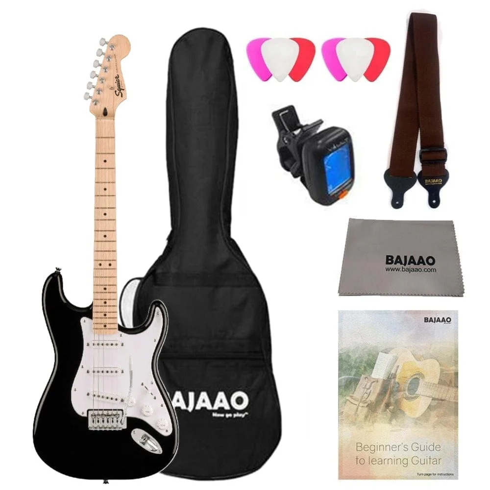 Fender Squier Sonic Stratocaster Electric Guitar Bundle With Gigbag, Polishing Cloth, Picks, Strap, Tuner & Ebook