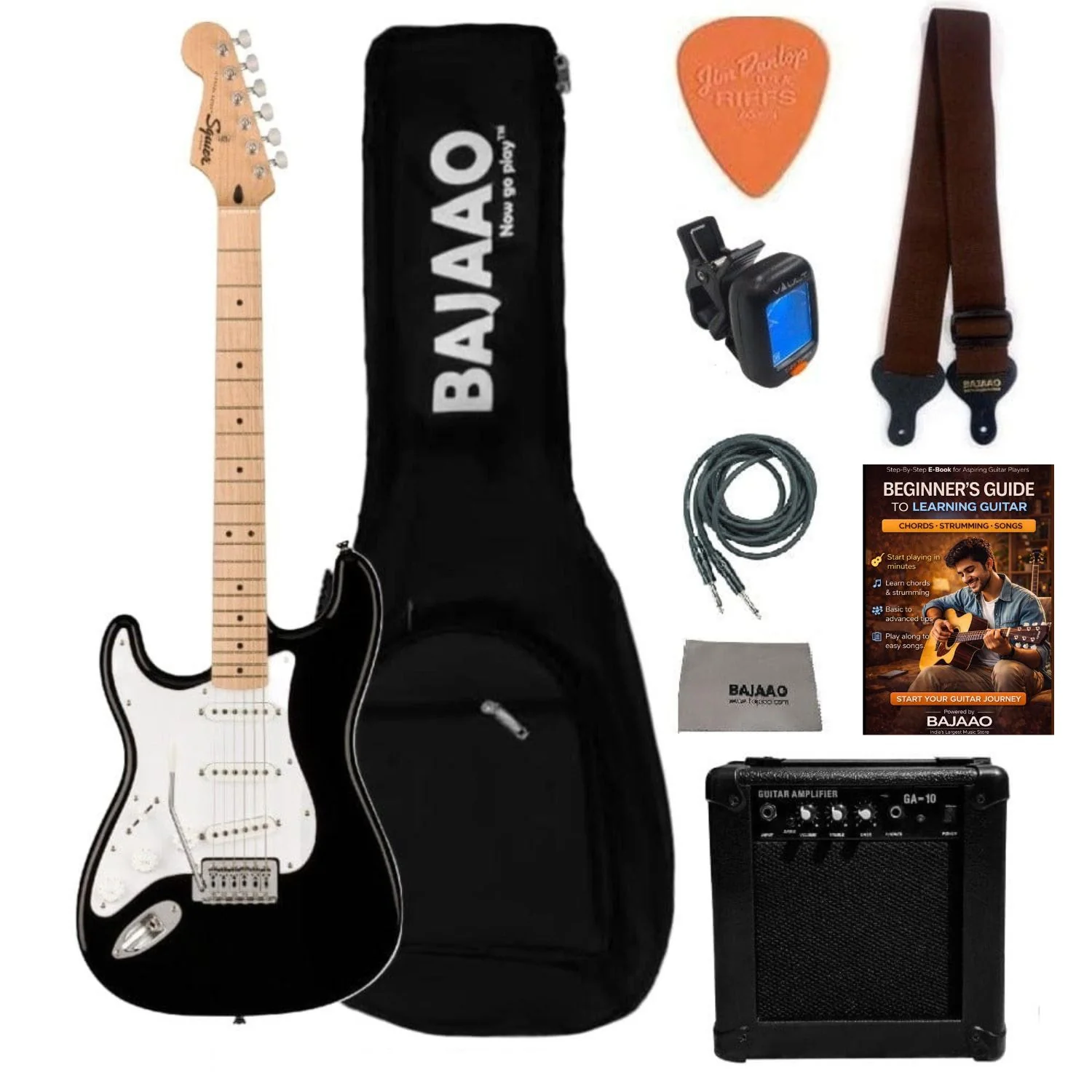 Fender Squier Sonic Stratocaster Electric Guitar Pro Bundle with Amplifier, Gigbag, Tuner, Strap, Picks, Cable, Polishing Cloth & Ebook - Image 22