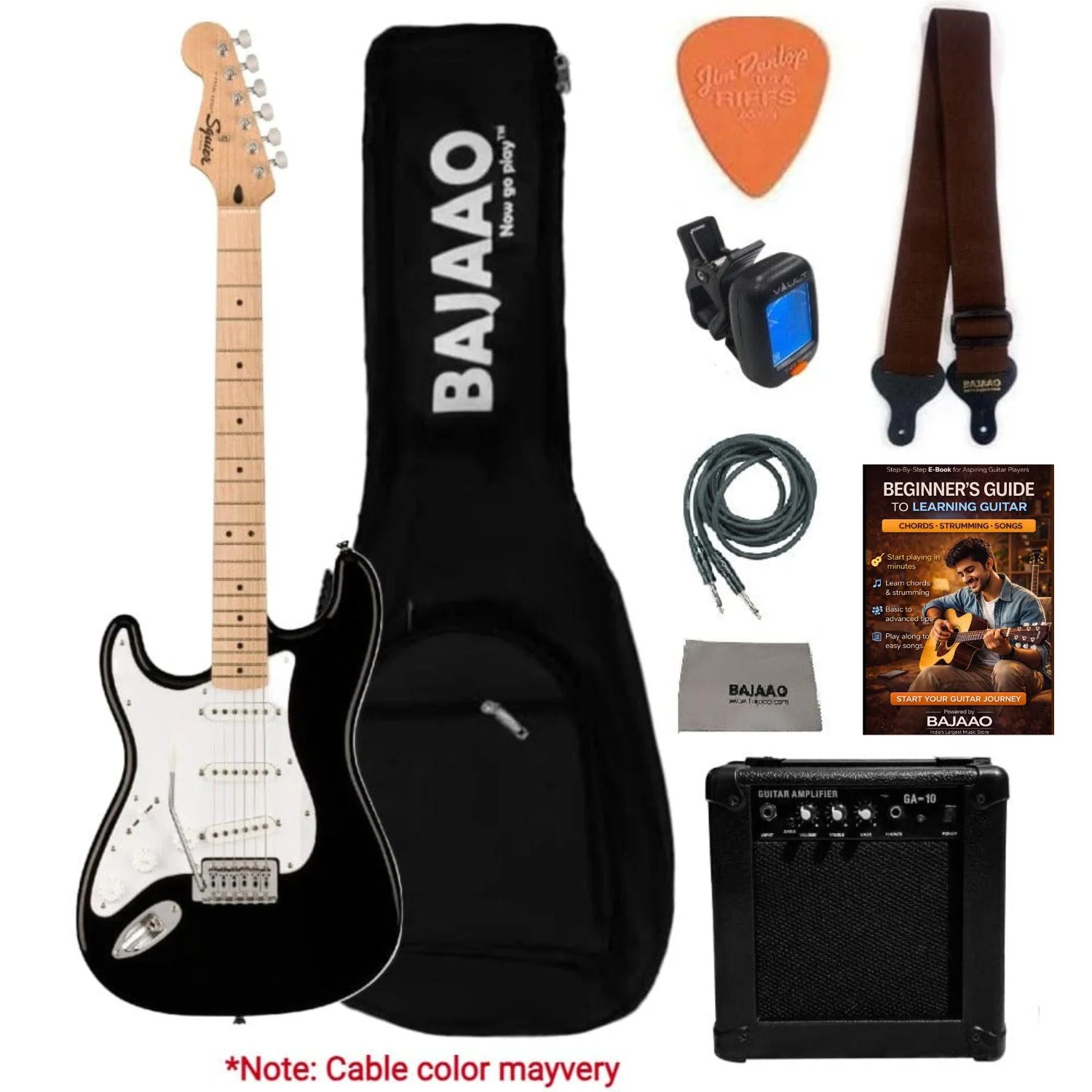 Fender Squier Sonic Stratocaster Electric Guitar Pro Bundle with Amplifier, Gigbag, Tuner, Strap, Picks, Cable, Polishing Cloth & Ebook - Image 23