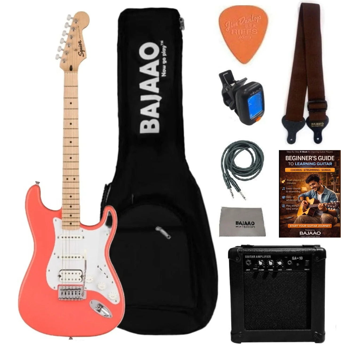 Fender Squier Sonic Stratocaster Electric Guitar Pro Bundle with Amplifier, Gigbag, Tuner, Strap, Picks, Cable, Polishing Cloth & Ebook - Image 28