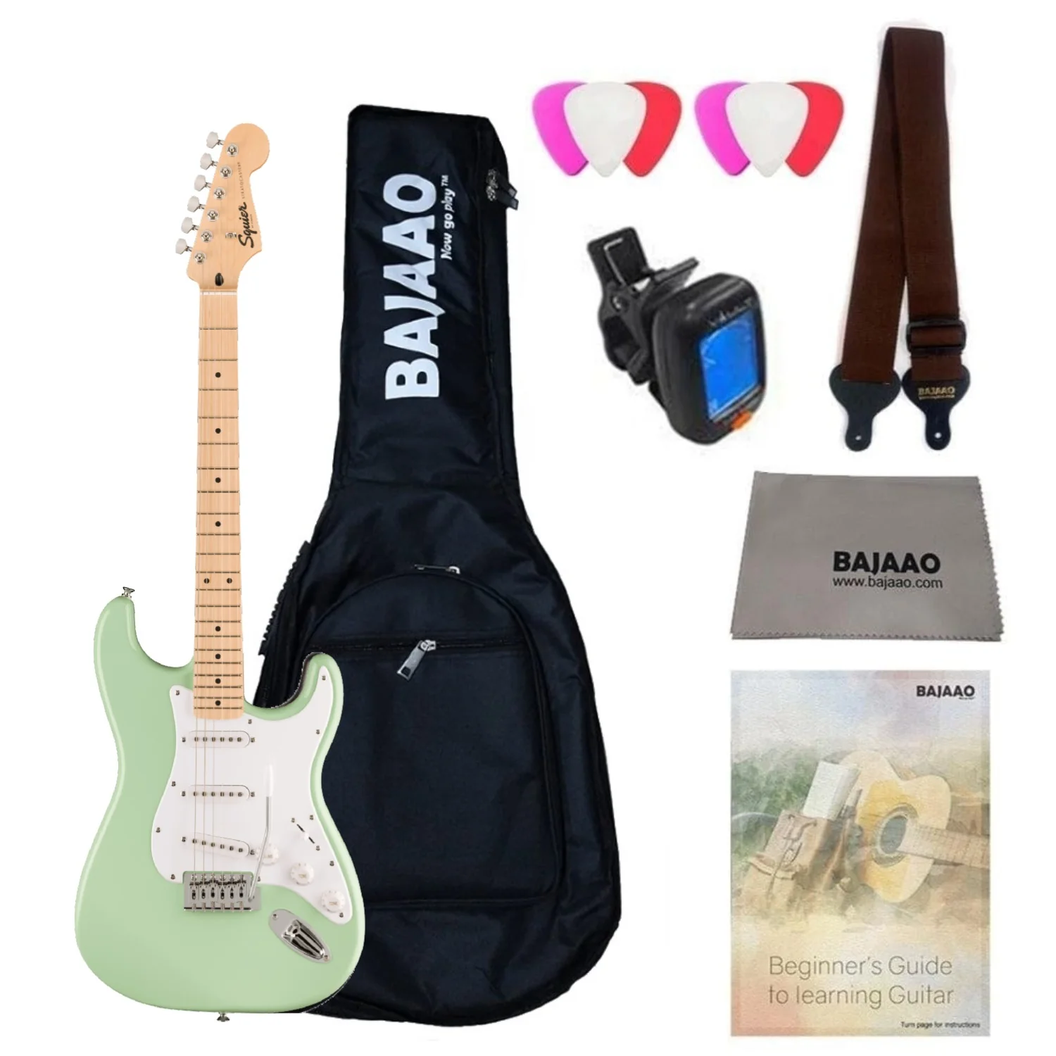 Fender Squier Sonic Stratocaster Electric Guitar with Bag,Polishing Cloth, Strap, Tuner, Pick and Ebook - Image 6