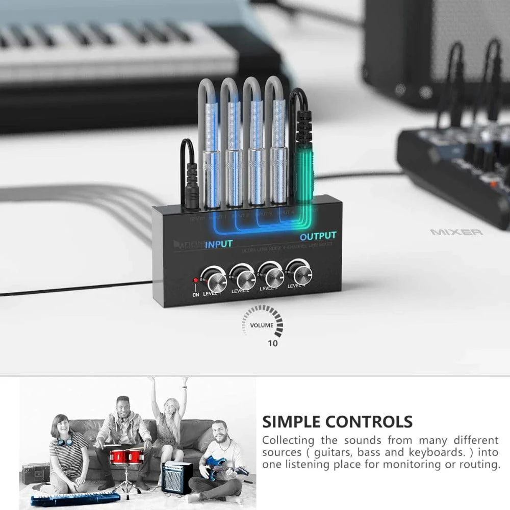 Fifine N5 4 Channel Line Headphone Amplifier Mixer - Image 8