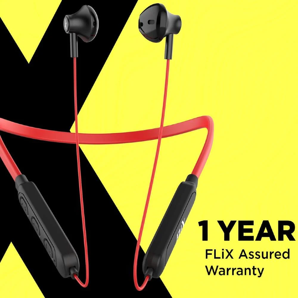 FLiX (Beetel) Thunder 1100 Bluetooth In Ear Neckband - Red - Image 2