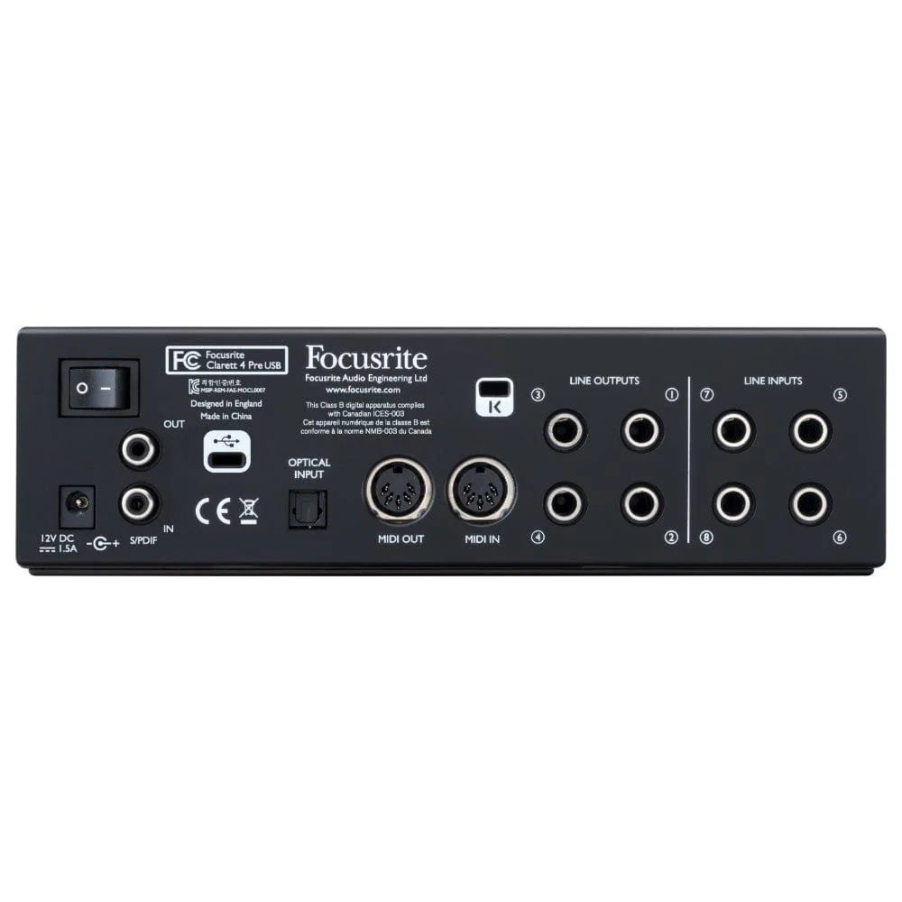 Focusrite Clarett 4 Pre USB 18-In, 8-Out Audio Interface For PC & MAC - Image 4