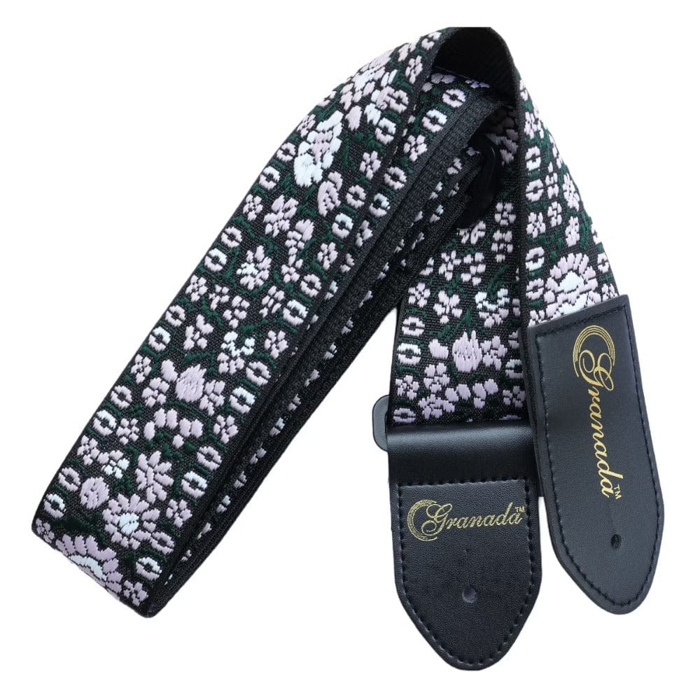 Granada GS03 Jacquard Woven Fabric Guitar Strap - Black