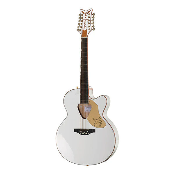 Gretsch G5022CWFE-12 Falcon Rancher Cutaway Electro Acoustic Guitar - White with Gold Sparkle Appointments