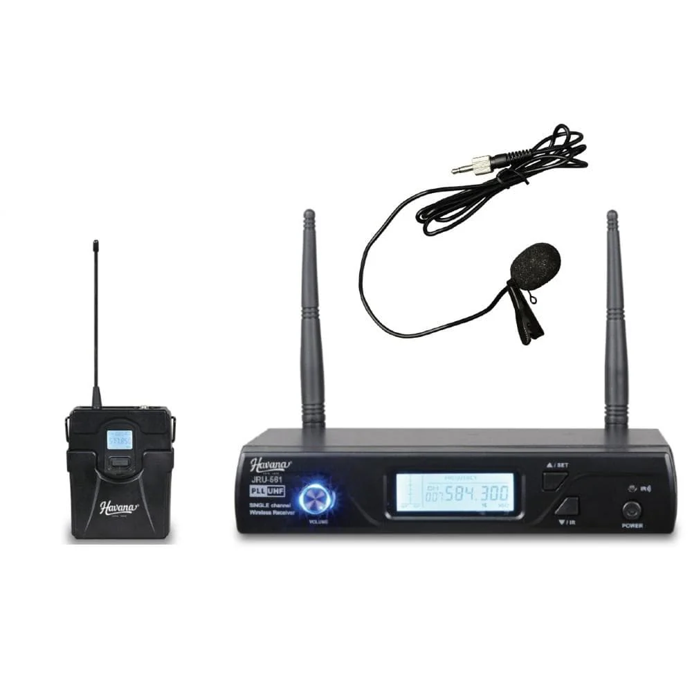 Havana JRU-561 UHF Single Channel Wireless Receiver & PT-51C Body Pack Transmitter With LT-11A Lapel Wireless Microphone System