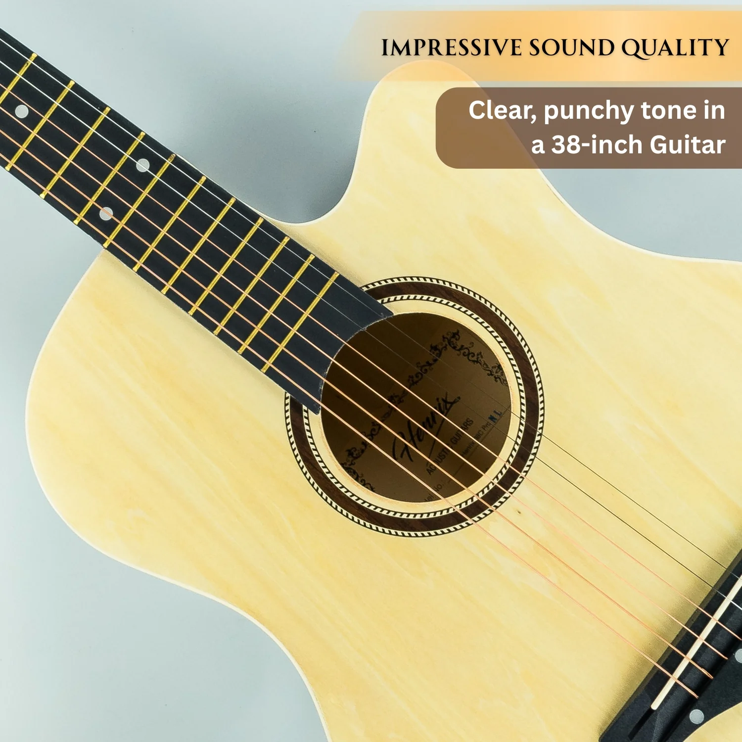 Henrix 38C 38 Inch Cutaway Acoustic Guitar with Dual Action Truss Rod, Gigbag, Picks, String Set, Strap, Cloth & Ebook - Image 16