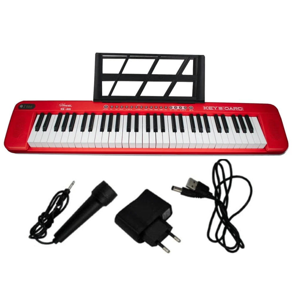 Henrix KB-601 Portable 61 Full Size Keys Keyboard with Adapter and Microphone - Image 16