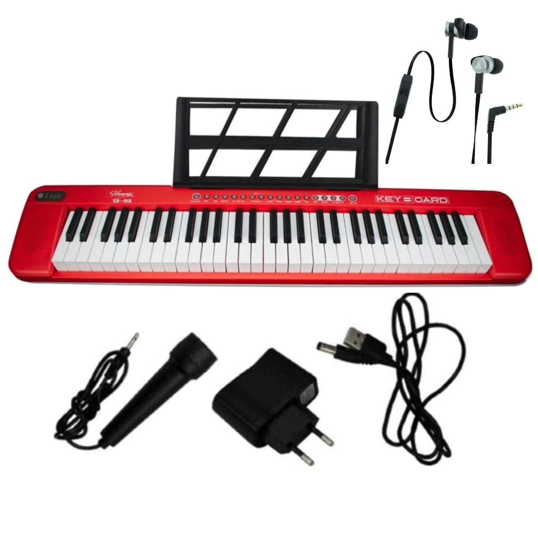 Henrix KB-601 Portable 61 Full Size Keys Keyboard with Adapter and Microphone - Image 24