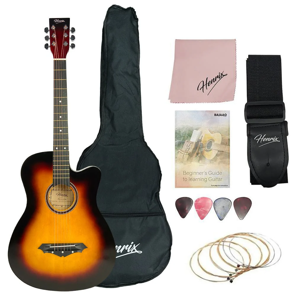Henrix PRO 38C 38 Inch 6 String Cutaway Acoustic Guitar - Image 42