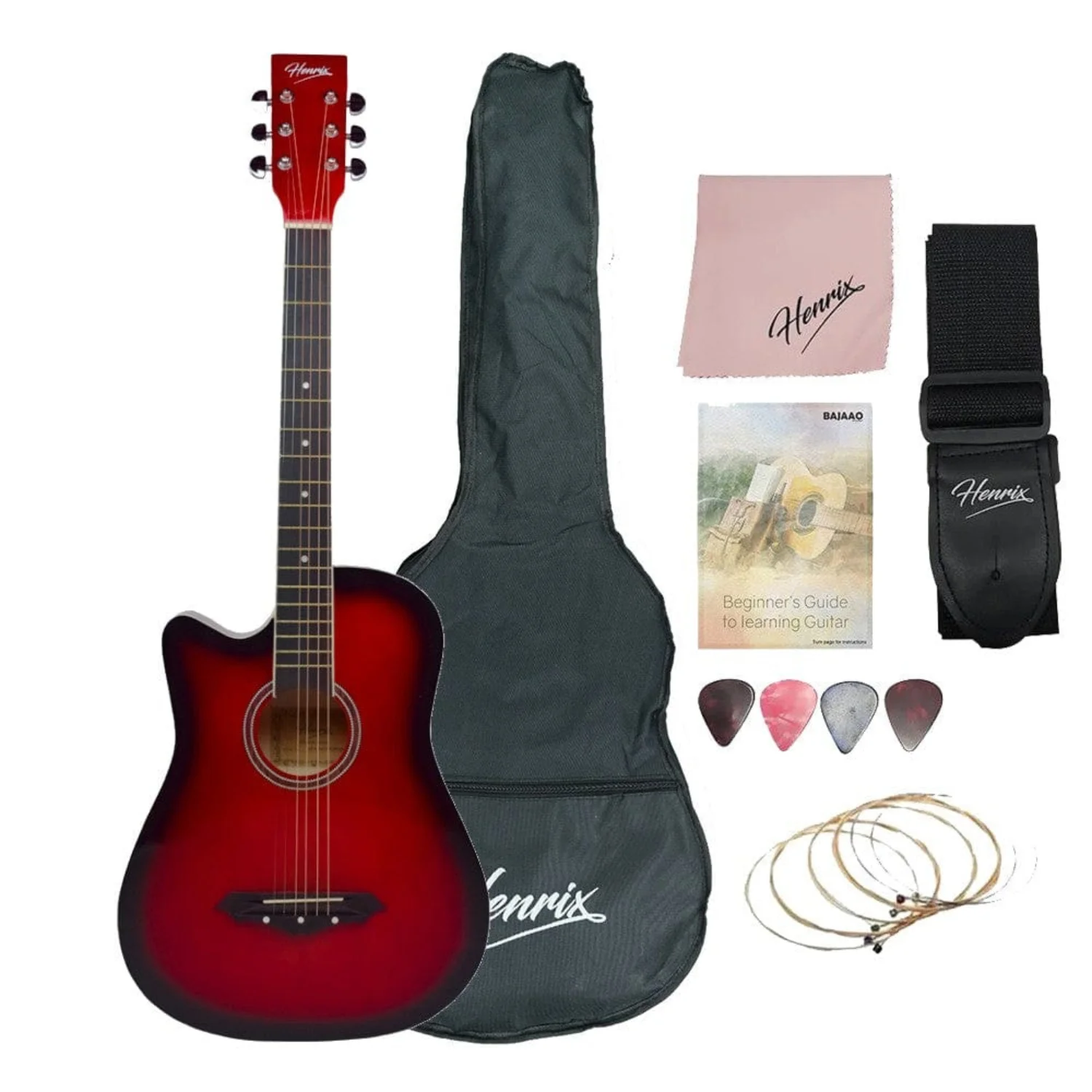 Henrix PRO 38C 38 Inch 6 String Cutaway Acoustic Guitar - Image 70