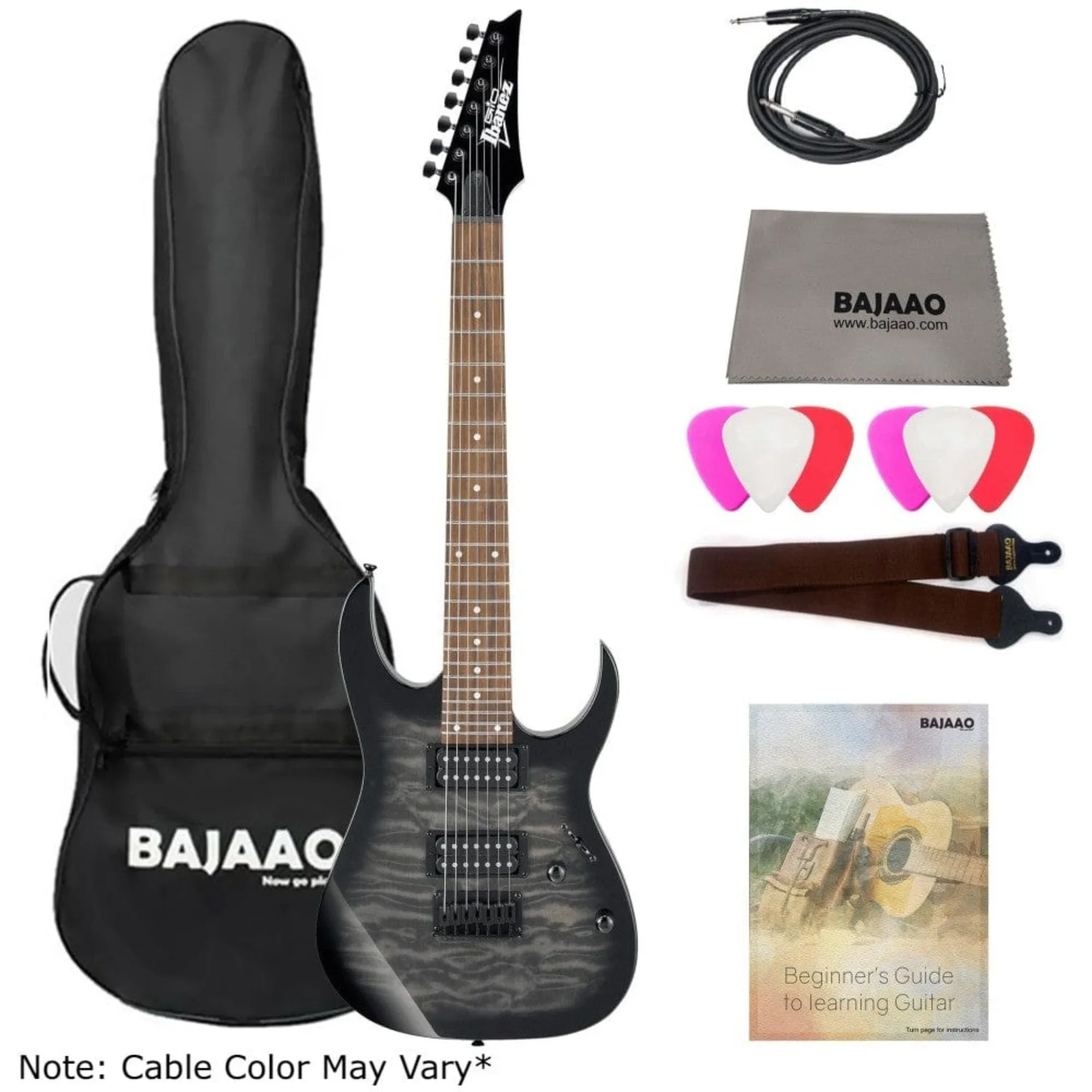 Ibanez GRG7221QA RG Series 7-String Electric Guitar - Transparent Black Sunburst
