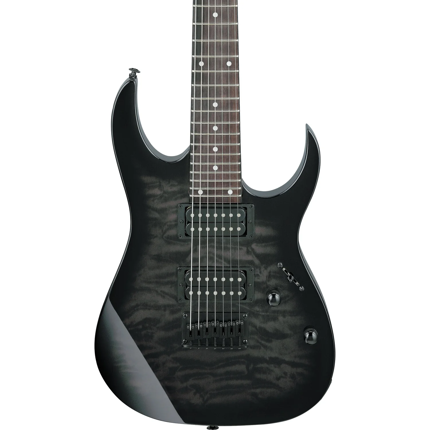 Ibanez GRG7221QA RG Series 7-String Electric Guitar - Transparent Black Sunburst - Image 10