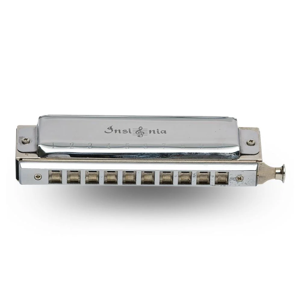 Insignia SMC 40 10 Hole Chromatic Harmonica - Silver