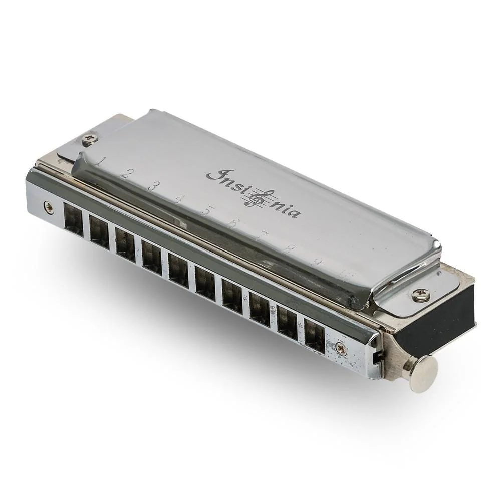 Insignia SMC 40 10 Hole Chromatic Harmonica - Silver - Image 2