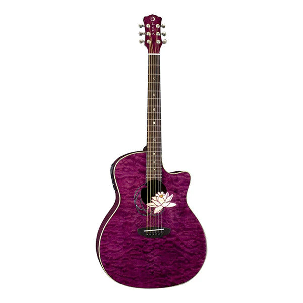 Luna Guitars Flora Lotus Cutaway Electro Acoustic Guitar - Trans Shiraz