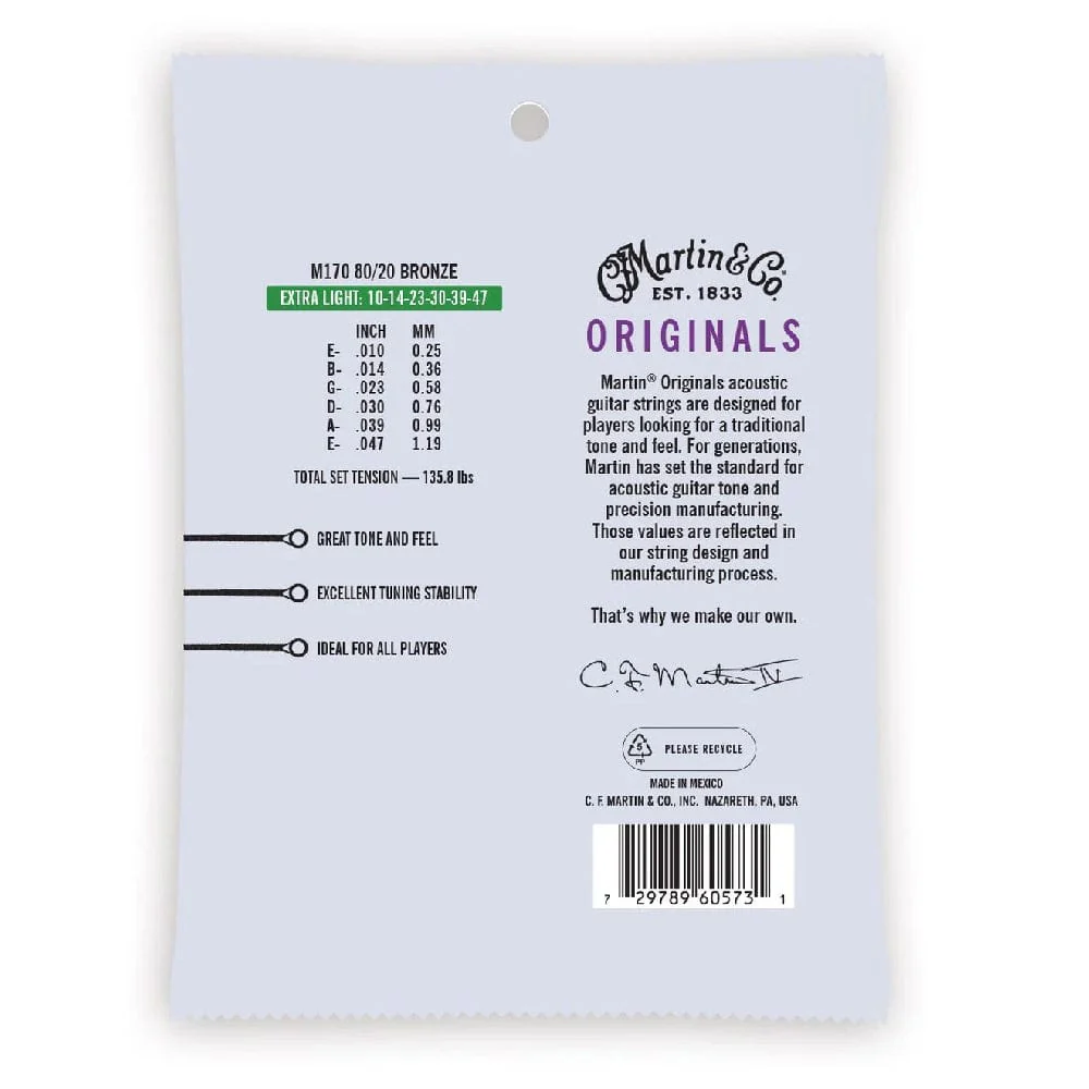 Martin M170 80/20 Bronze Extra Light Acoustic Guitar String - 0.10-0.47 - Image 2