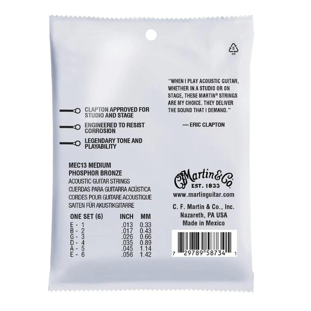 Martin MEC13 Medium Acoustic Guitar Strings - Phosphor Bronze - 0.013-0.017 - Image 2