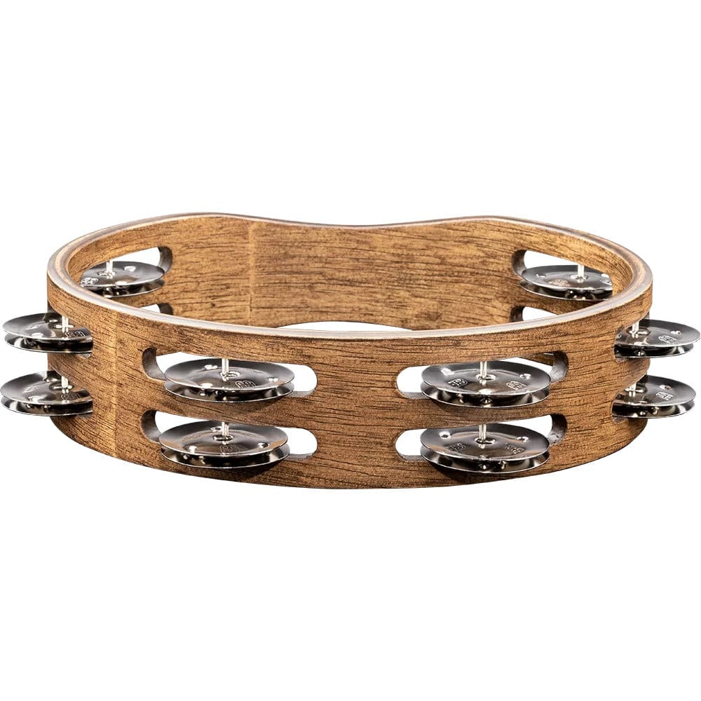 Meinl CTA2WB Compact Wood Series Stainless Steel Jingles 2 Rows Tambourine - Walnut Brown - Image 4
