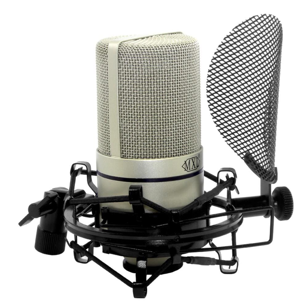 MXL 990 Condenser Microphone Complete Bundle Integrated Pop Filter With Shockmount Kit