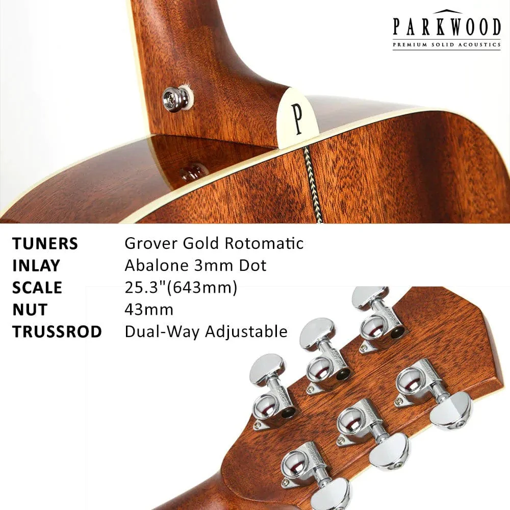 Parkwood P630 Concert Acoustic Guitar with Case - Image 3