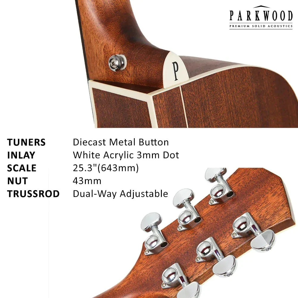 Parkwood S26 GT Dreadnought Cutaway Electro Acoustic Guitar with Gigbag - Image 5