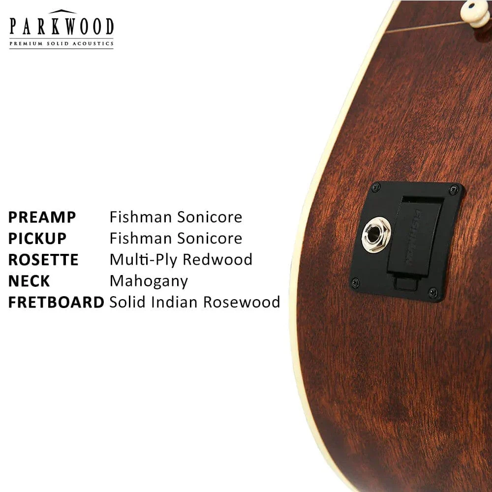 Parkwood S67 Grand Concert Cutaway Electro Acoustic Guitar with Gigbag - Image 4