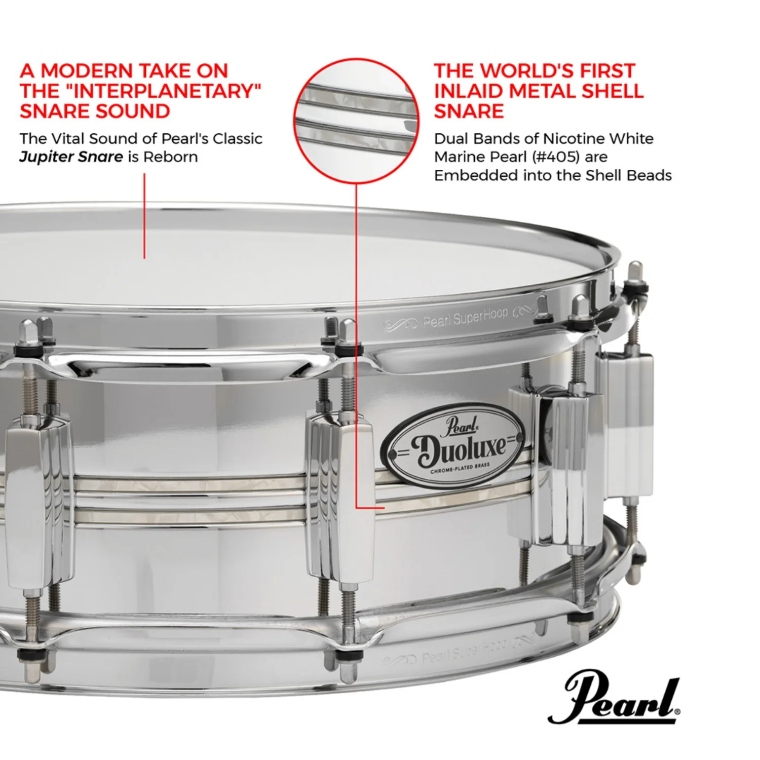 Pearl DUX1465BR 14" x 6.5" Duolux Snare Drum - Image 6