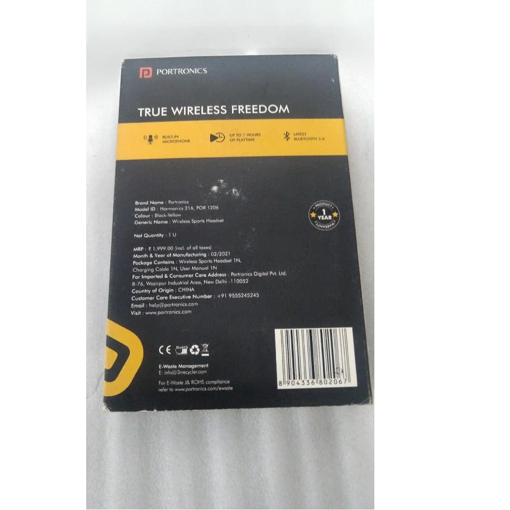 Portronics Harmonics 216 Wireless Sports Headset - Open Box B Stock - Image 4
