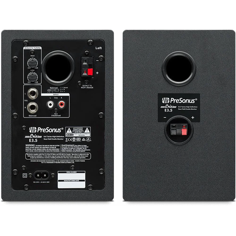 Presonus Eris E3.5 Active Studio Monitors - Pair With Polishing Cloth, 2x TRS Cables & Bitwig Software - Image 2