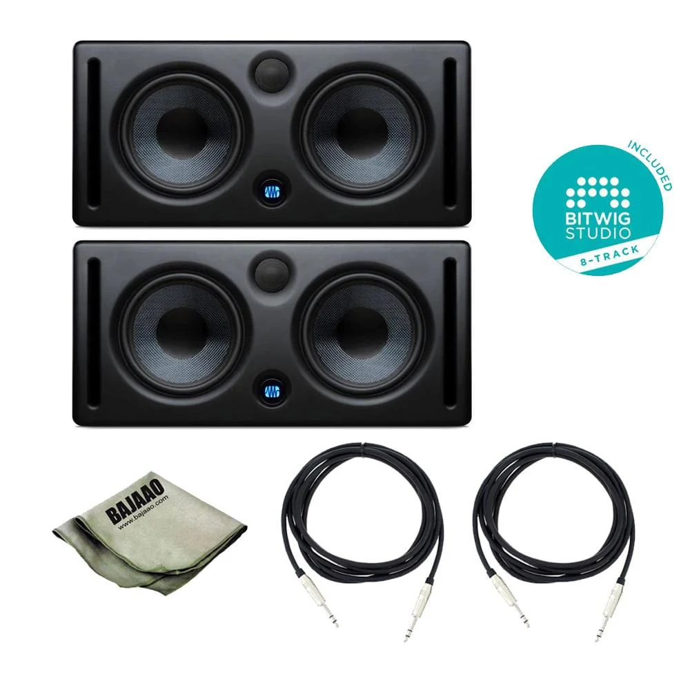 Presonus Eris E66 Studio Monitors - Pair With Polishing Cloth, 2x TRS Cables & Bitwig Software