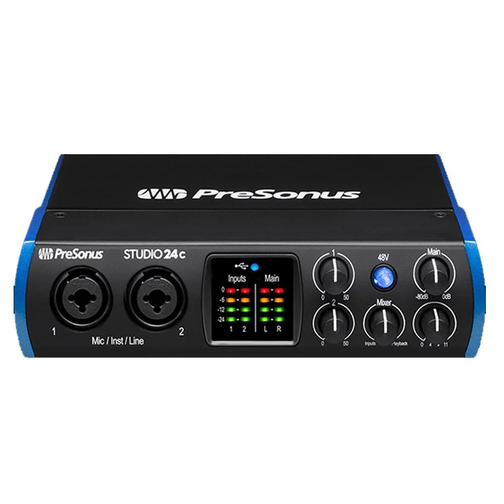 PreSonus Studio 24 c Portable High Definition Usb C Audio Interface With Polishing Cloth & Cables Bundle - Image 4