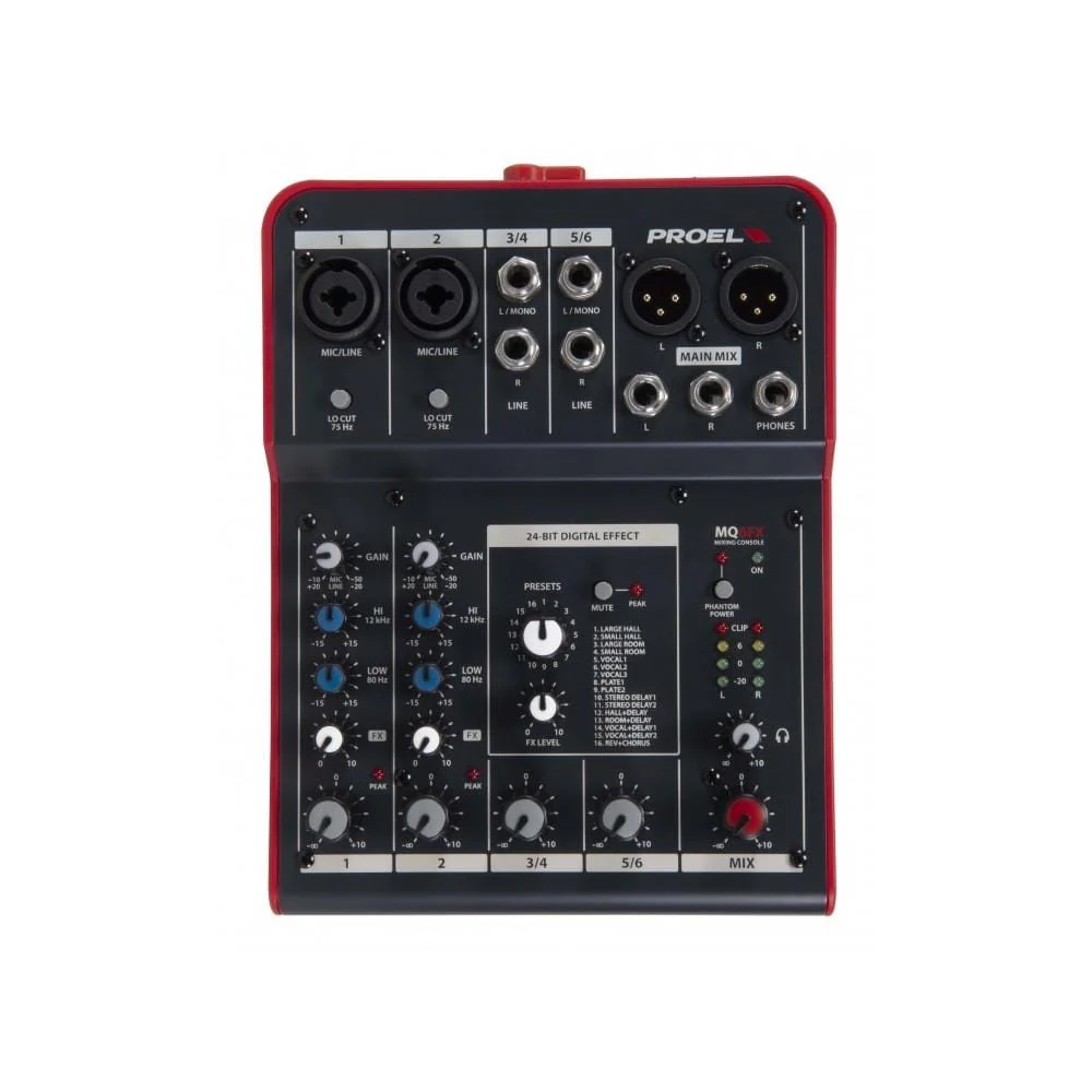 Proel MQ6FX Compact 6 Channel Analog Mixer with FX