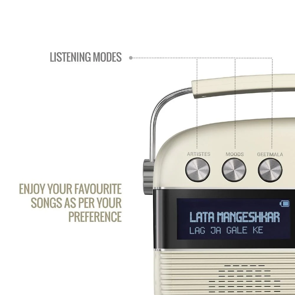 Saregama Carvaan Hindi Portable Digital Audio Player With 5000 Pre-Loaded Hindi Songs- Porcelain White - Image 6