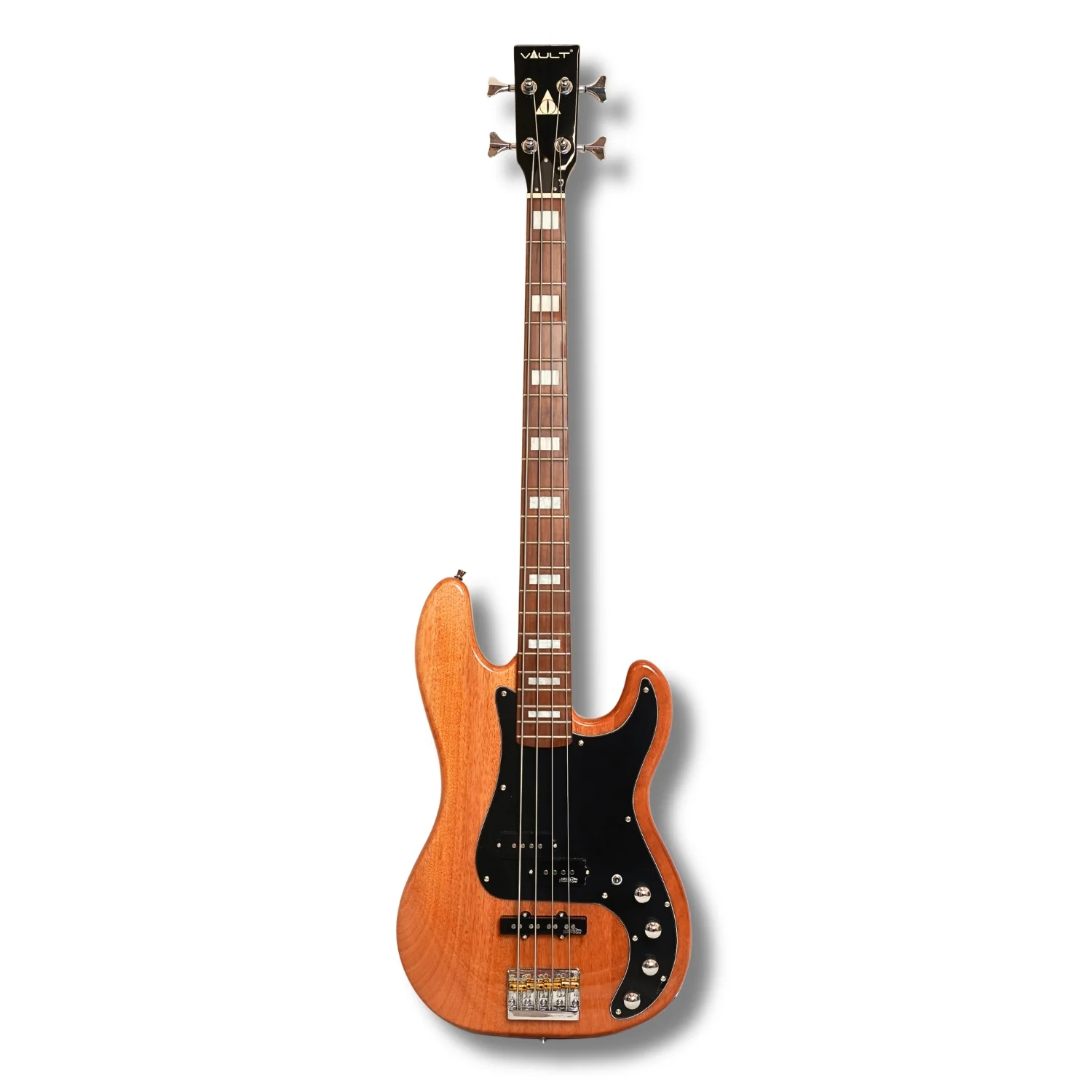 Vault Artisan PB 4-string Active PJ Bass Guitar with Wilkinson Pickups, Roasted Maple Neck & Fingerboard, Full Solid Mahogany Body, Fixed Bridge with Brass Saddle, Natural Gloss Finish
