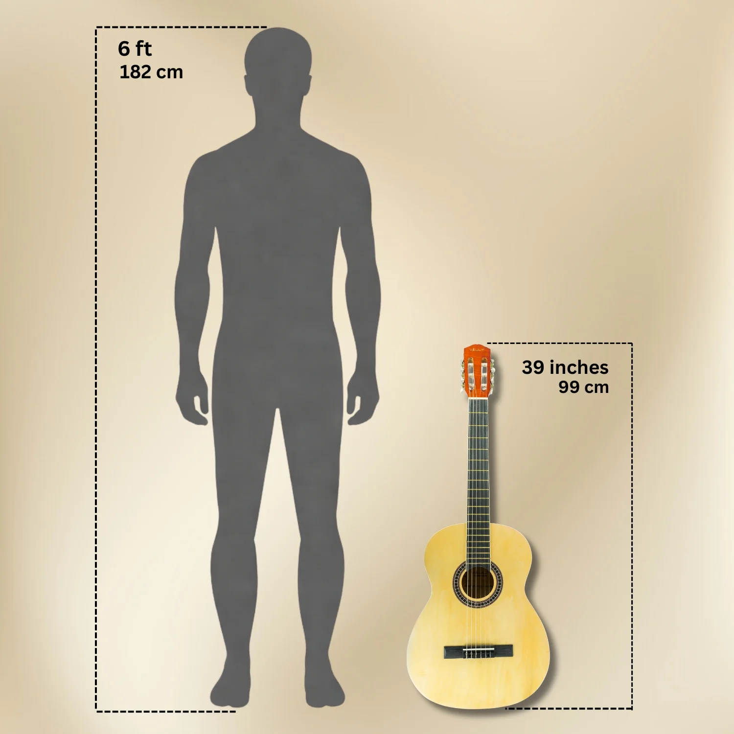 Vault CL-20 4/4 size Classical Guitar with Bag - Natural Gloss - Image 12
