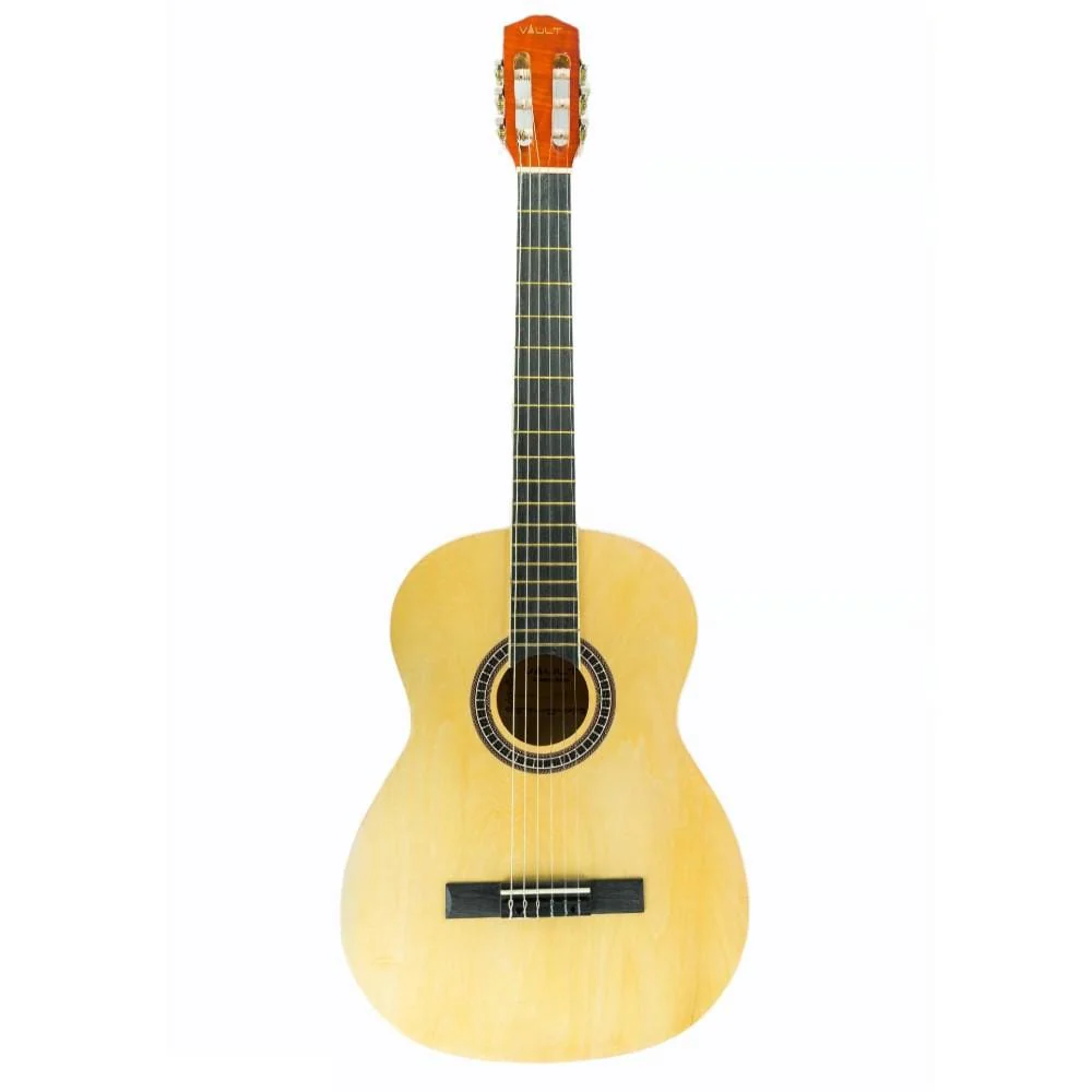 Vault CL-20 4/4 size Classical Guitar with Bag - Natural Gloss - Image 14