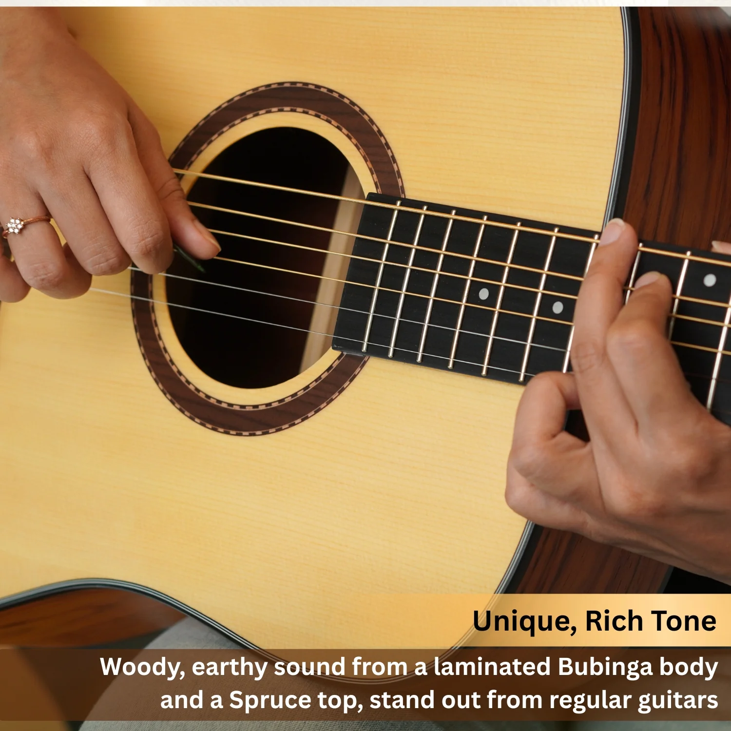 Vault DA25 Dreadnought Shape Acoustic Guitar with Bubinga Back and Sides - Image 7