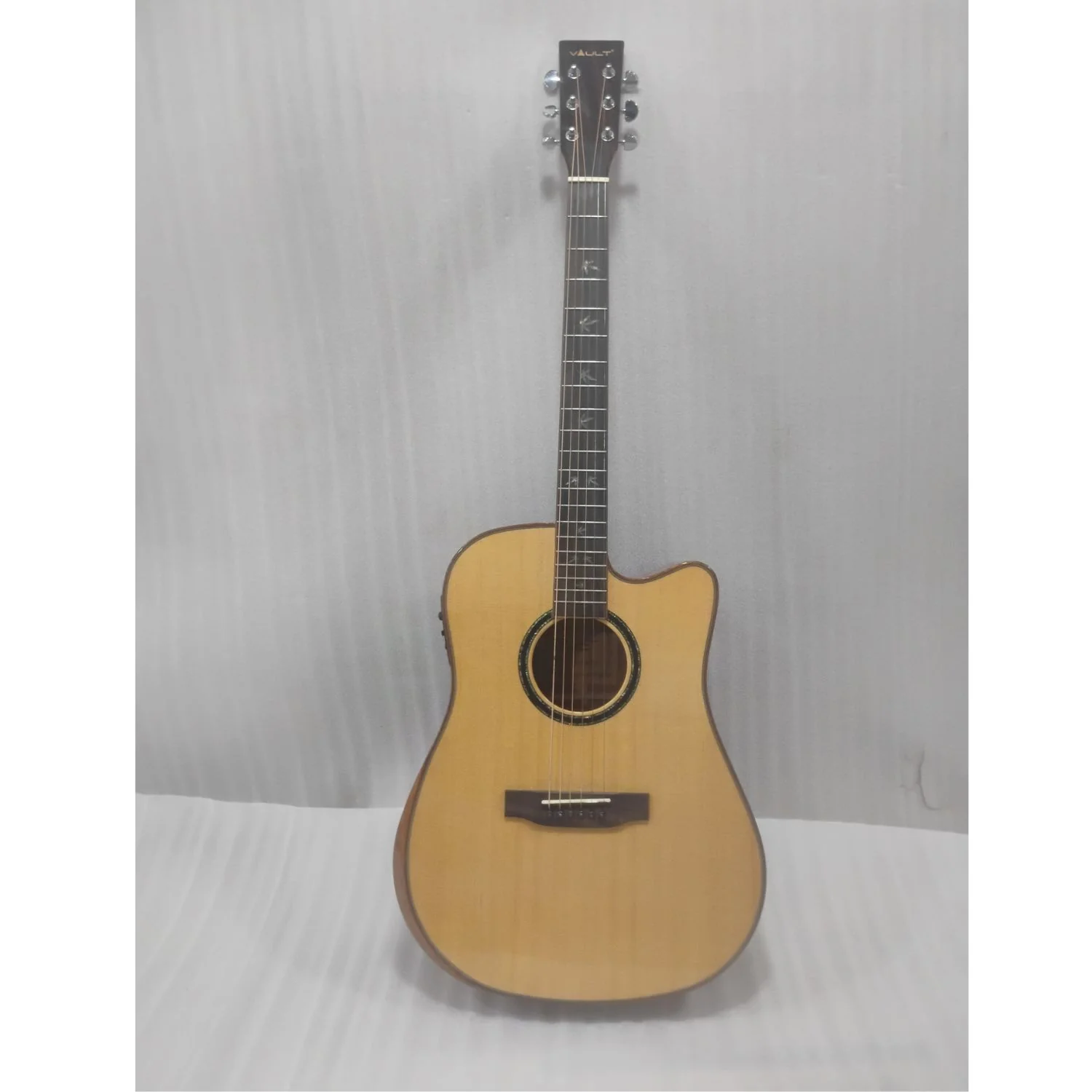 Vault DA60CE Premium Dreadnought Cutaway Solid Spruce Top Electro Acoustic Guitar with Dual EQ and Armrest - Open Box B Stock - Image 14