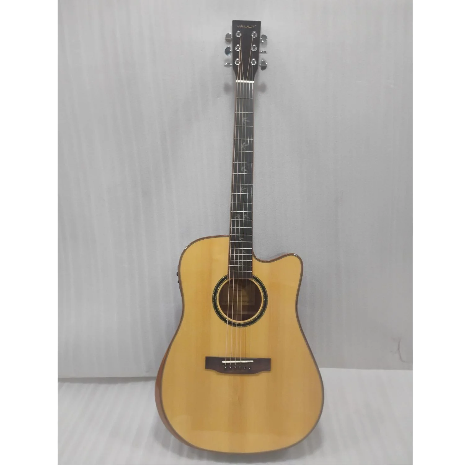 Vault DA60CE Premium Dreadnought Cutaway Solid Spruce Top Electro Acoustic Guitar with Dual EQ and Armrest - Open Box B Stock - Image 9